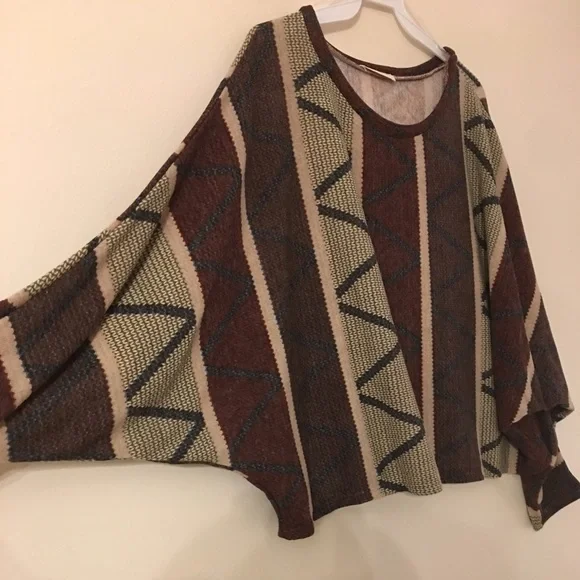 ⚡️ SALE Earthy Multi Printed Dolman Sleeve Top - Picture 6 of 6